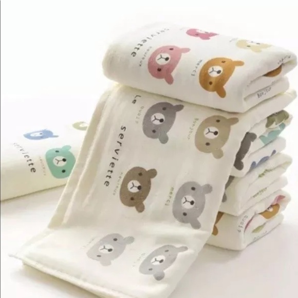 Bear towel cute hand towel pink Blue baby adult 1 PC cartoon - Picture 3 of 3